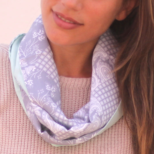 Fular Circular Reversible · Paisley / Verde Agua