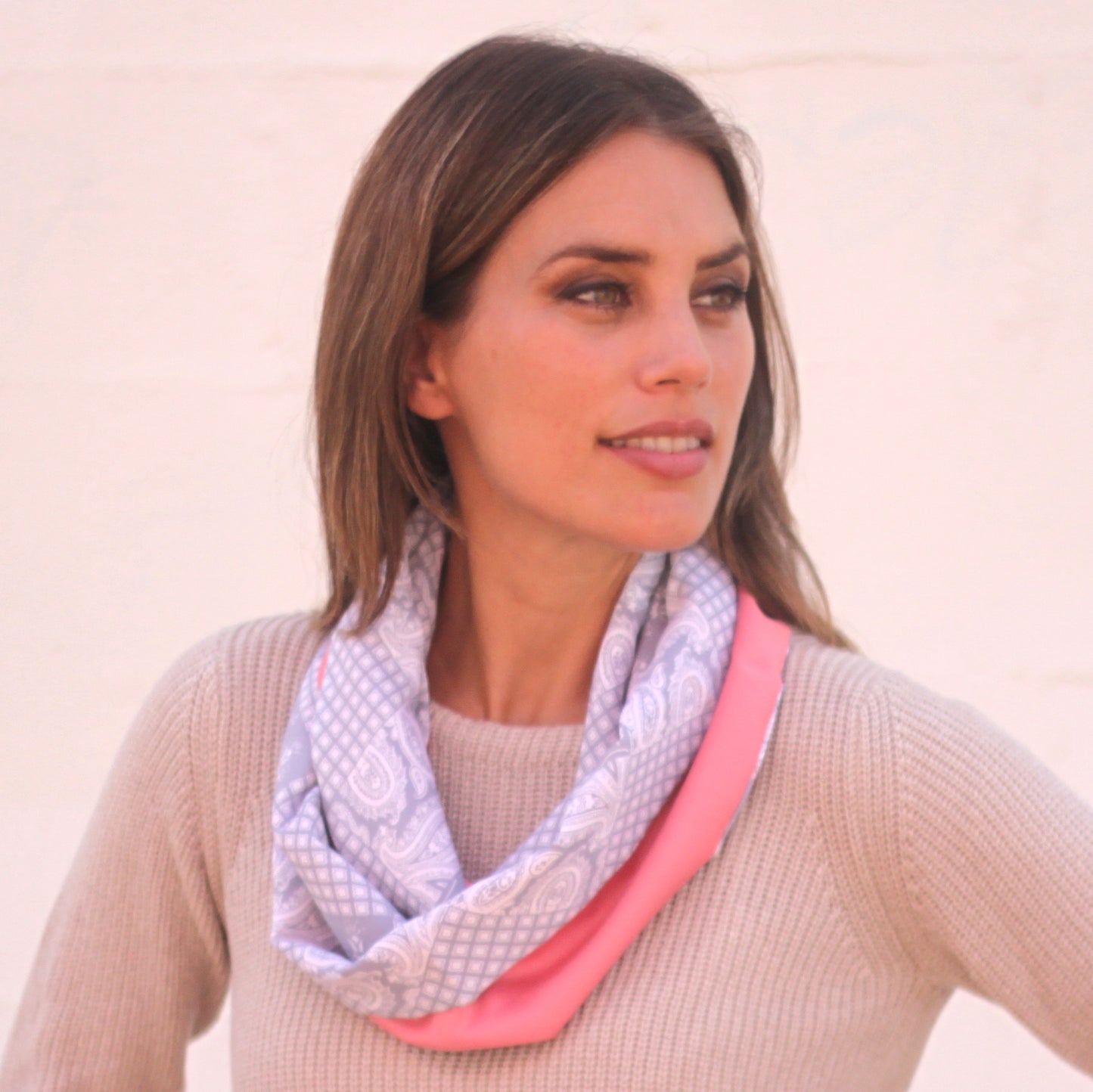 Fular Circular Reversible · Paisley / Rosa