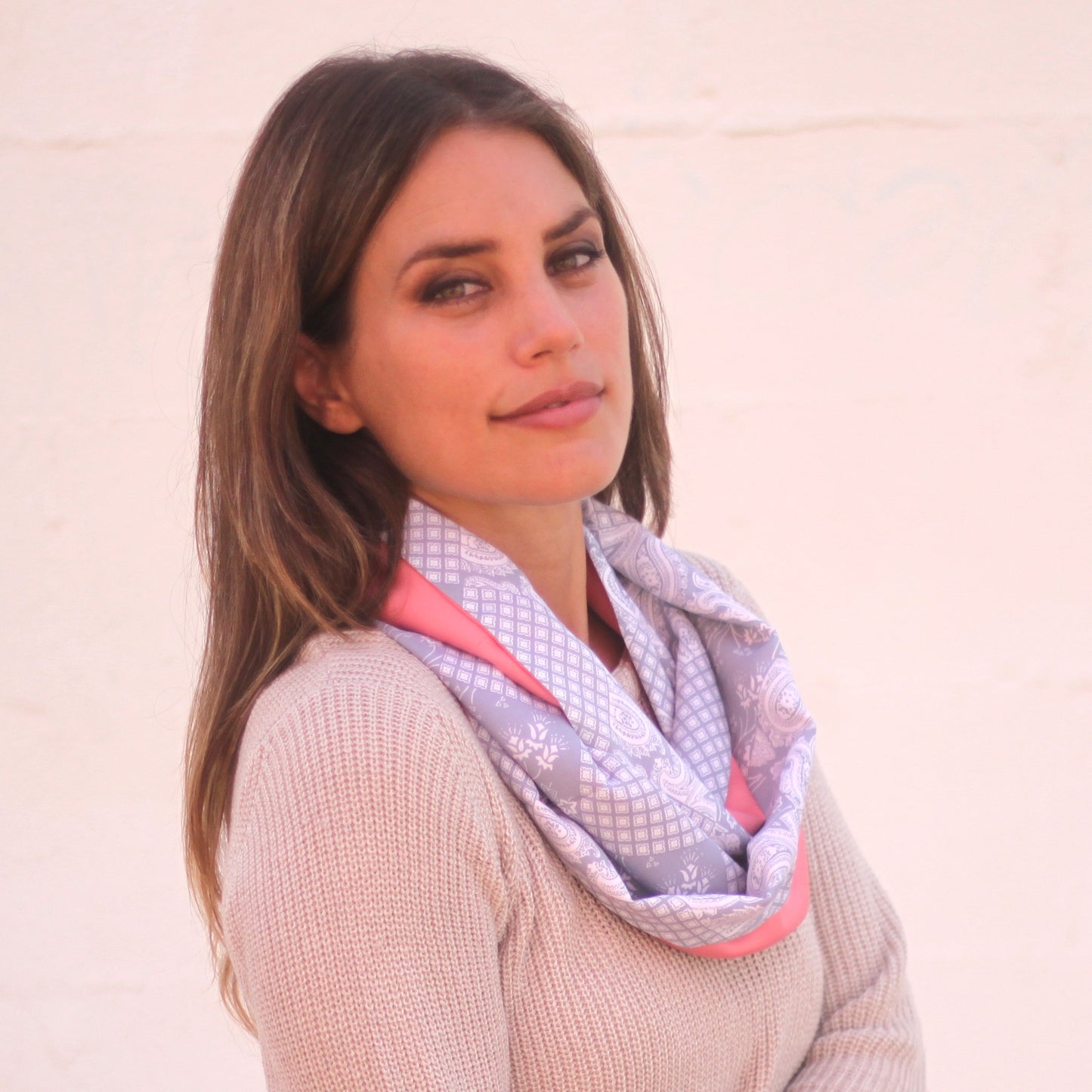Fular Circular Reversible · Paisley / Rosa