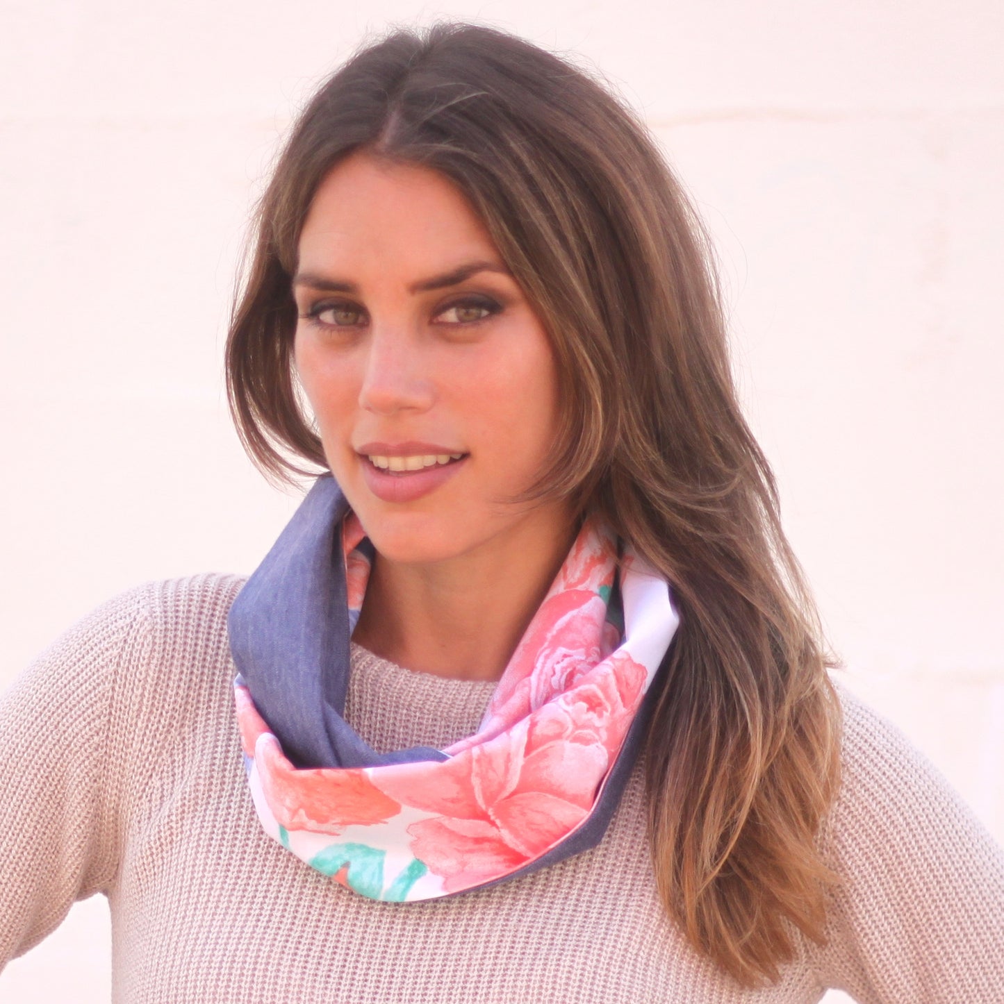 Fular Circular Reversible · Plena Flor / Azul