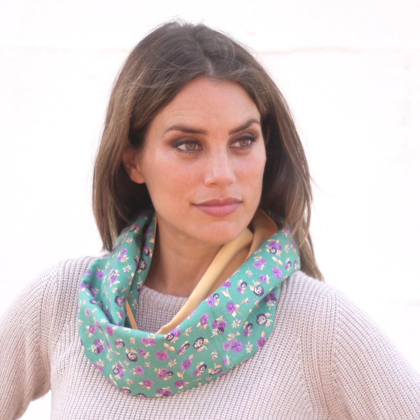 Fular Circular Reversible · Florecitas / Amarillo