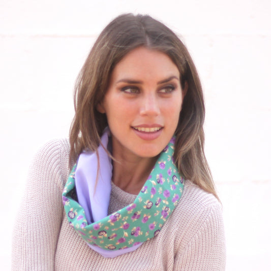 Fular Circular Reversible · Florecitas / Malva