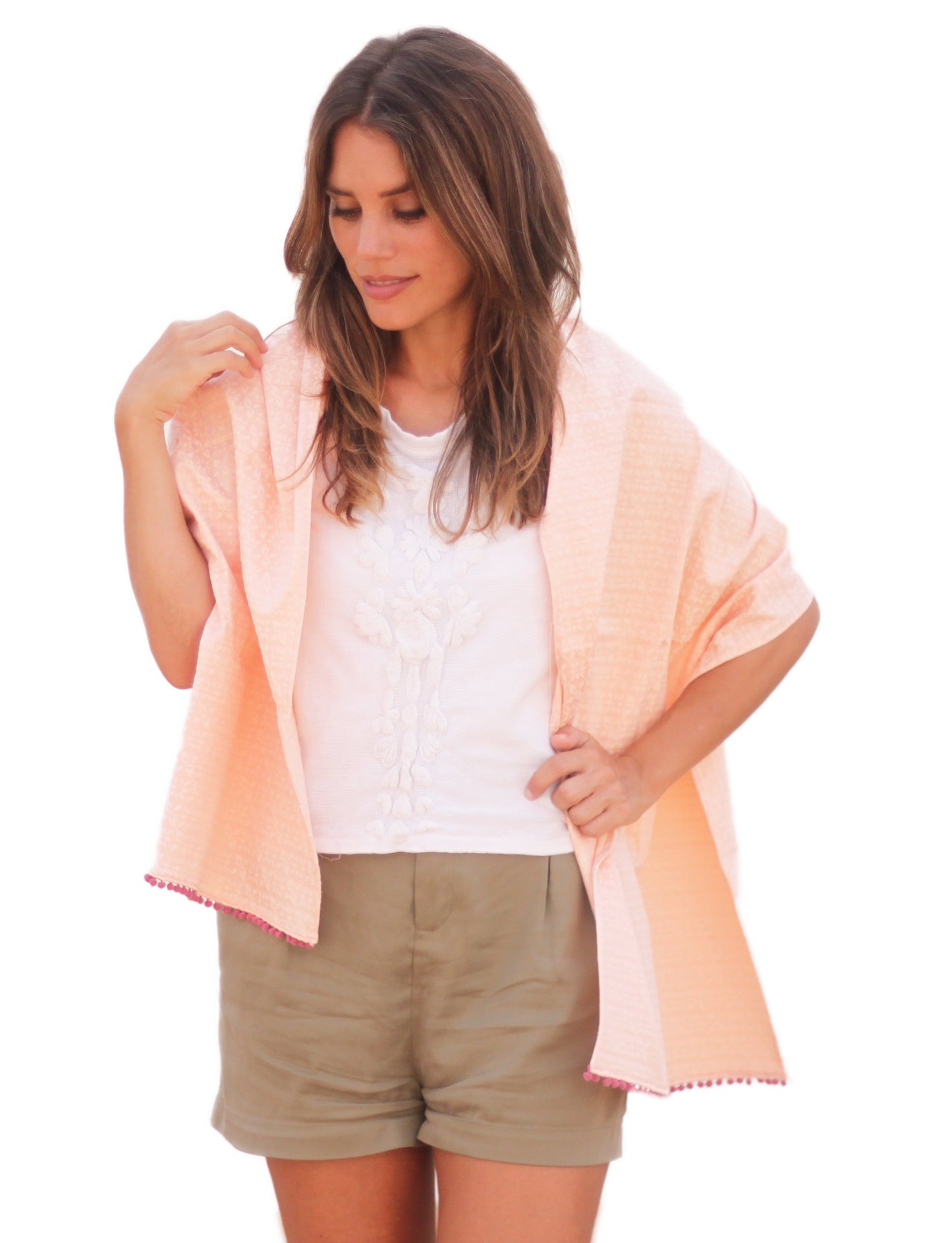 Fular con Madroños – Alegre, Artesanal y Hecho en Sevilla · Nude (42x175cm)