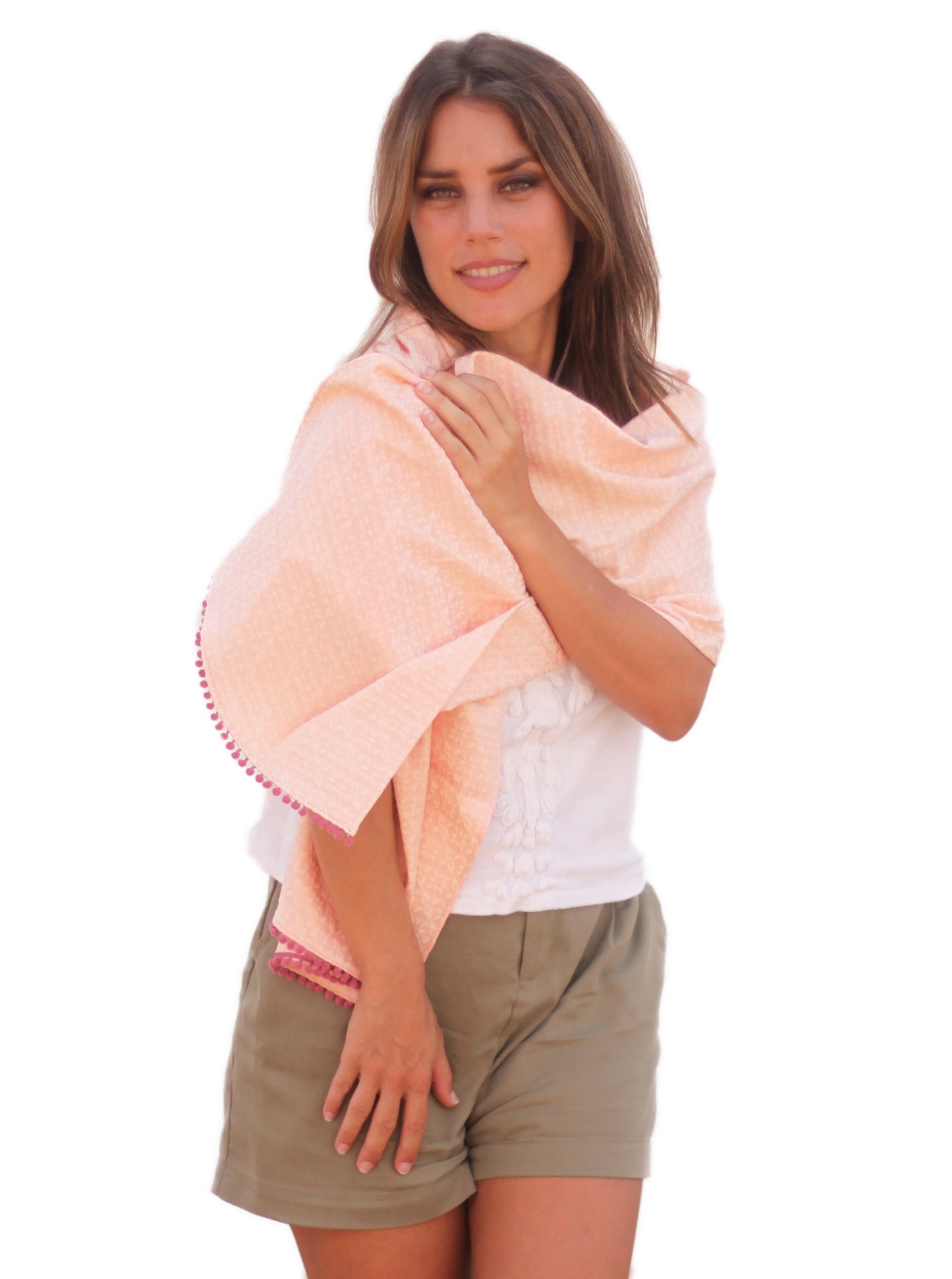 Fular con Madroños – Alegre, Artesanal y Hecho en Sevilla · Nude (42x175cm)