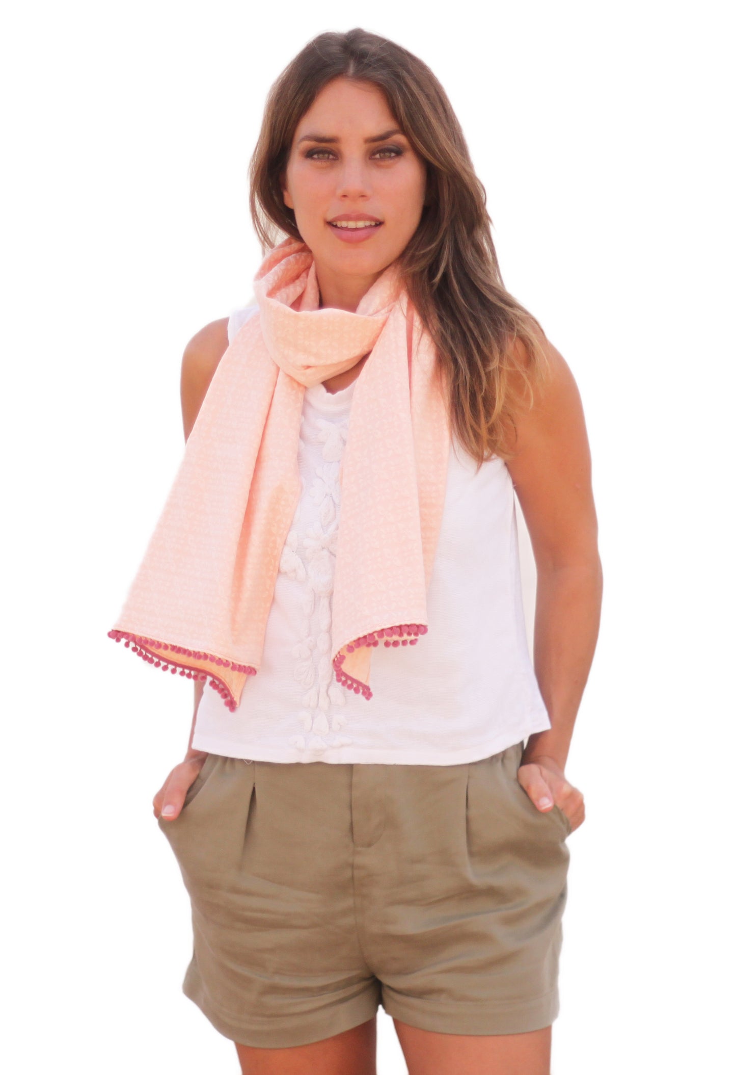 Fular con Madroños – Alegre, Artesanal y Hecho en Sevilla · Nude (42x175cm)