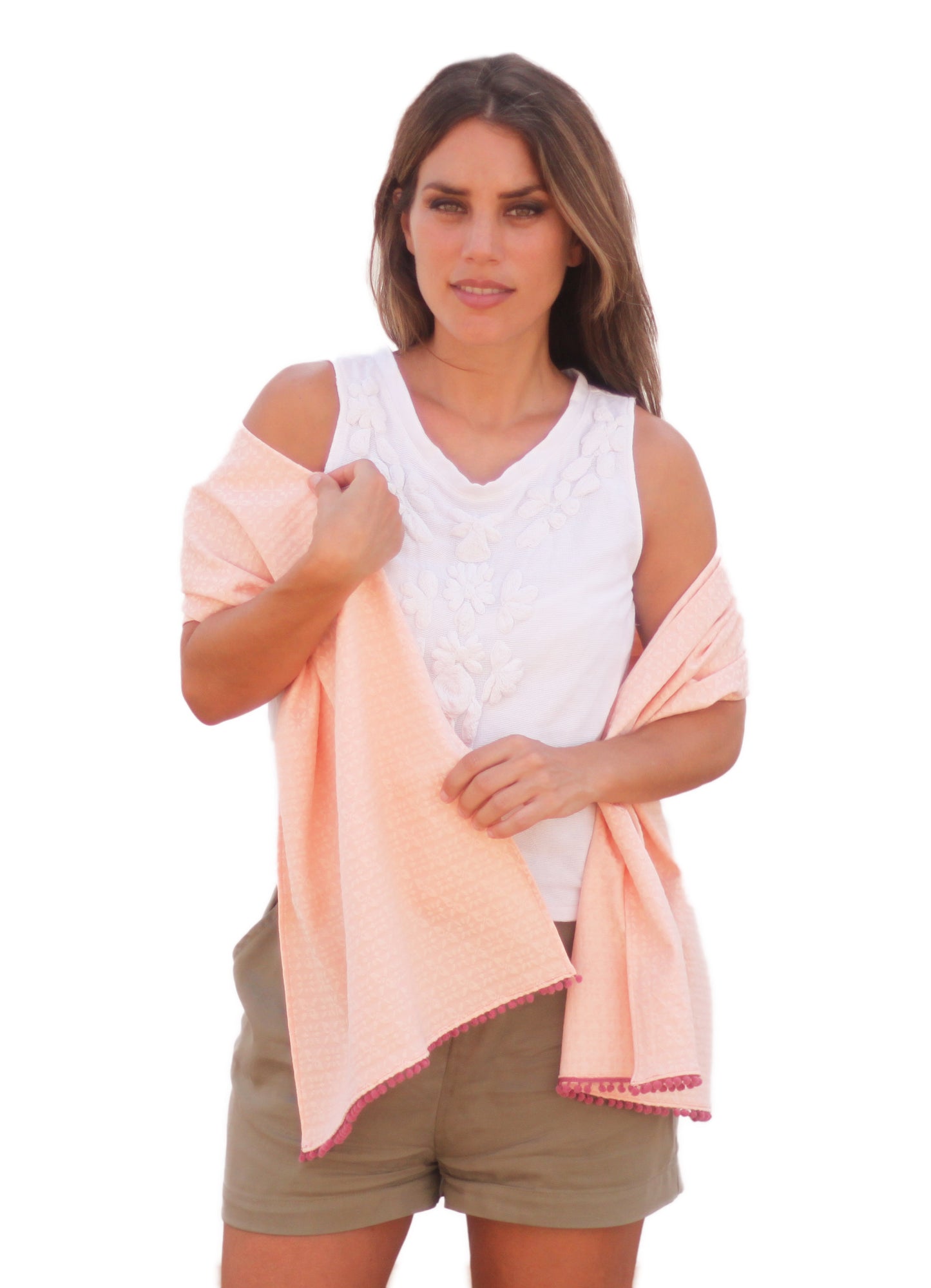 Fular con Madroños – Alegre, Artesanal y Hecho en Sevilla · Nude (42x175cm)