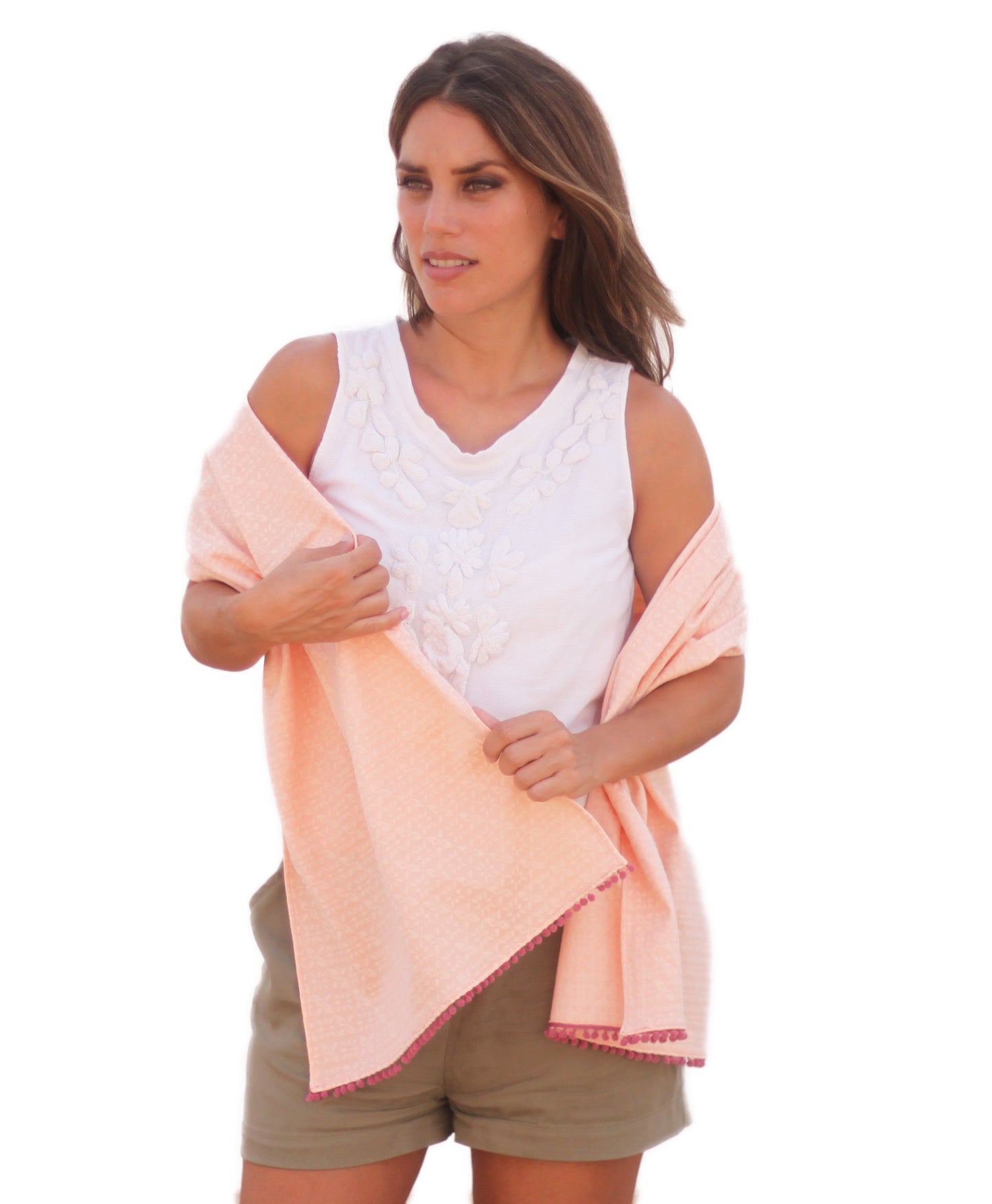 Fular con Madroños – Alegre, Artesanal y Hecho en Sevilla · Nude (42x175cm)