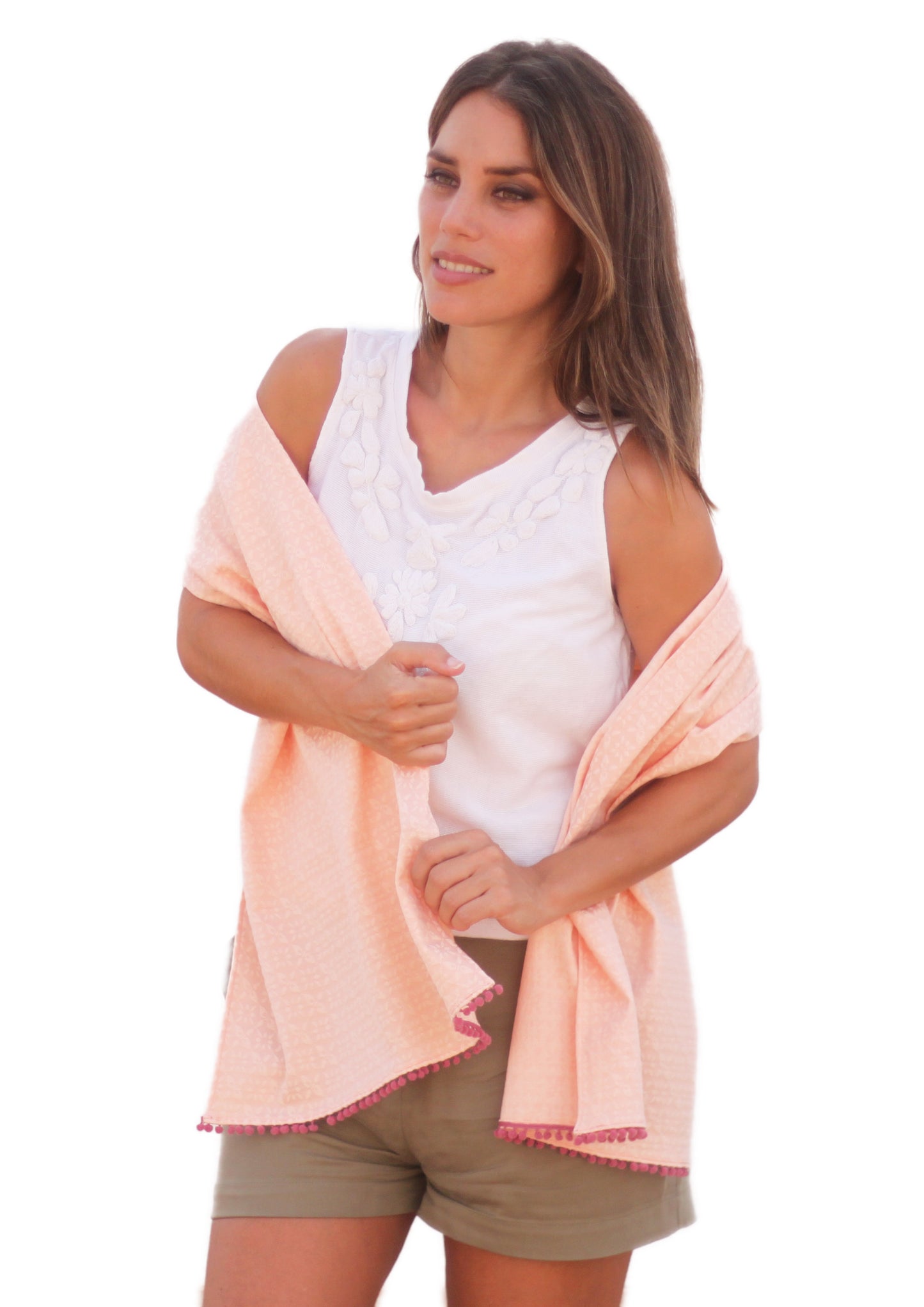 Fular con Madroños – Alegre, Artesanal y Hecho en Sevilla · Nude (42x175cm)