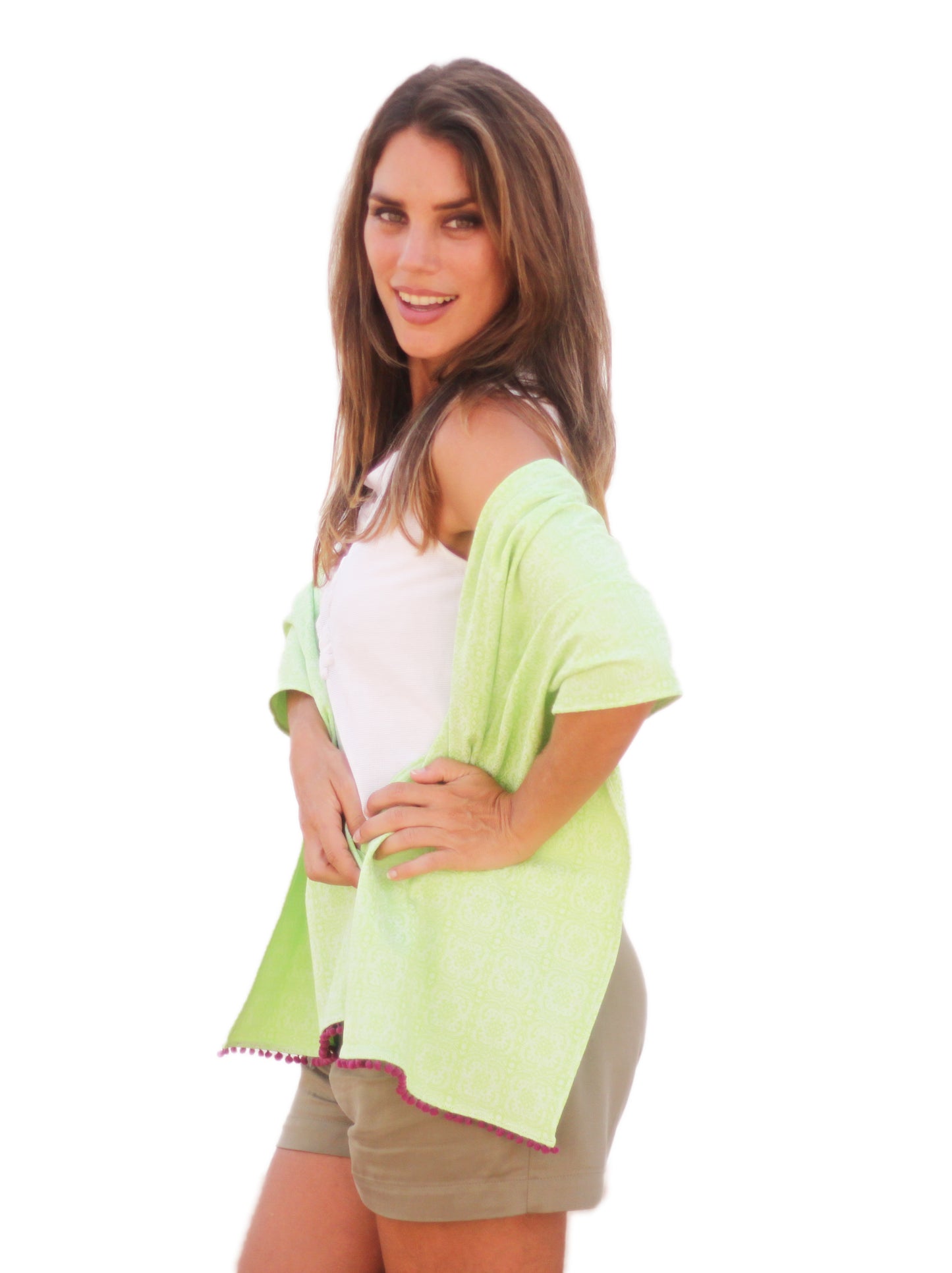 Fular con Madroños – Alegre, Artesanal y Hecho en Sevilla · Verde Pistacho (42x175cm)