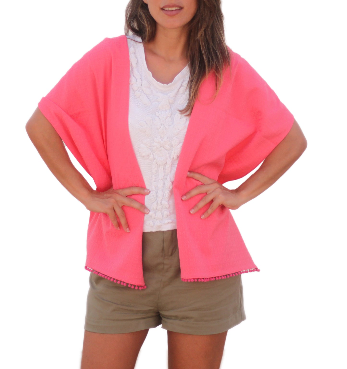 Fular con Madroños – Alegre, Artesanal y Hecho en Sevilla · Fucsia (42x175cm)