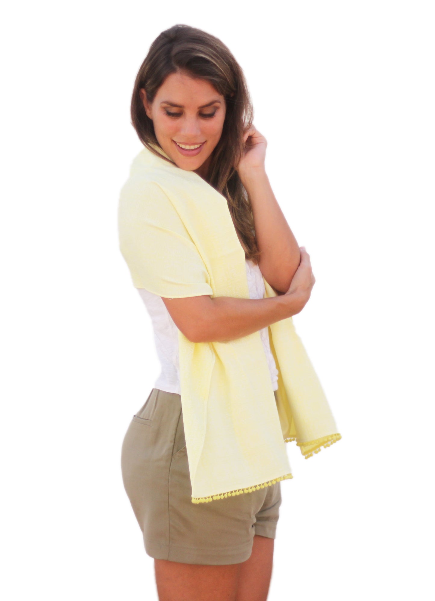 Fular con Madroños – Alegre, Artesanal y Hecho en Sevilla · Amarillo (42x175cm)