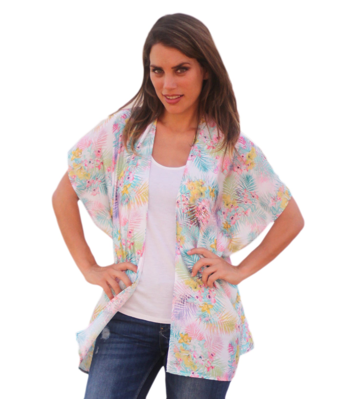 Kimono manga corta · Orquídeas