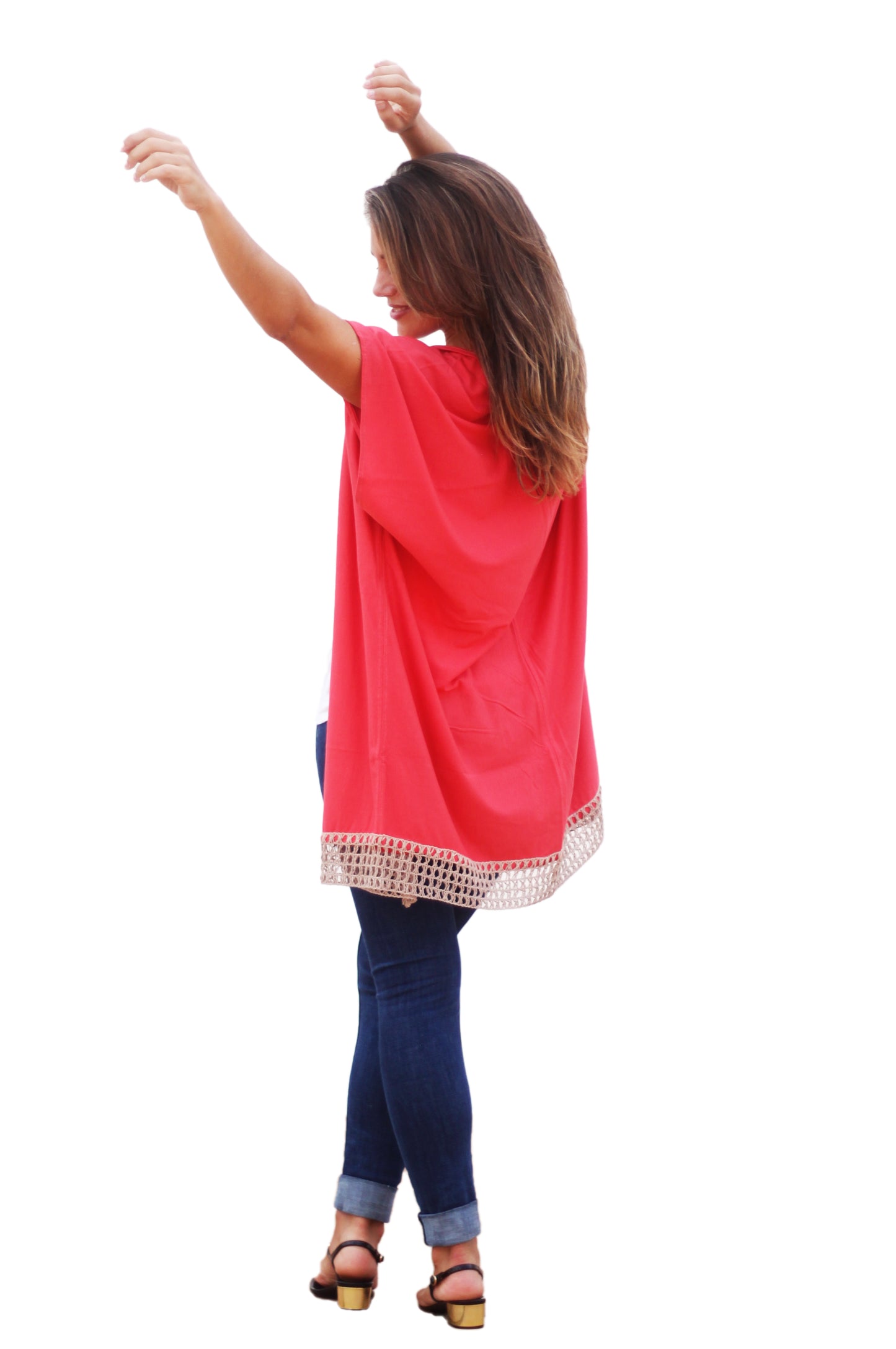 Kimono de punto · Coral