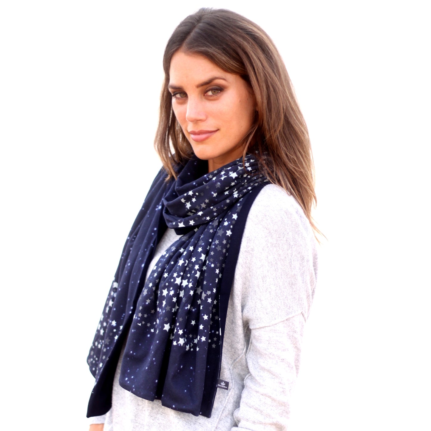 Bufanda Grande Reversible · Estrellas Revés Azul