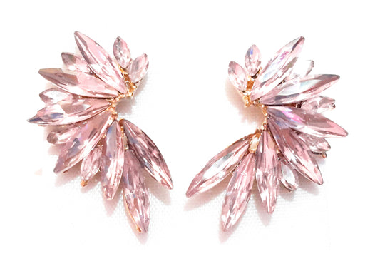 Pendientes Cristales Brillantes · Rosa Claro, Oro