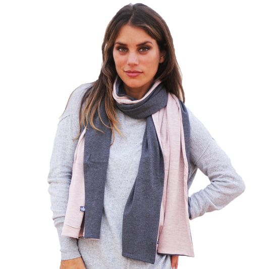 Bufanda Grande Reversible · Rosa Gris