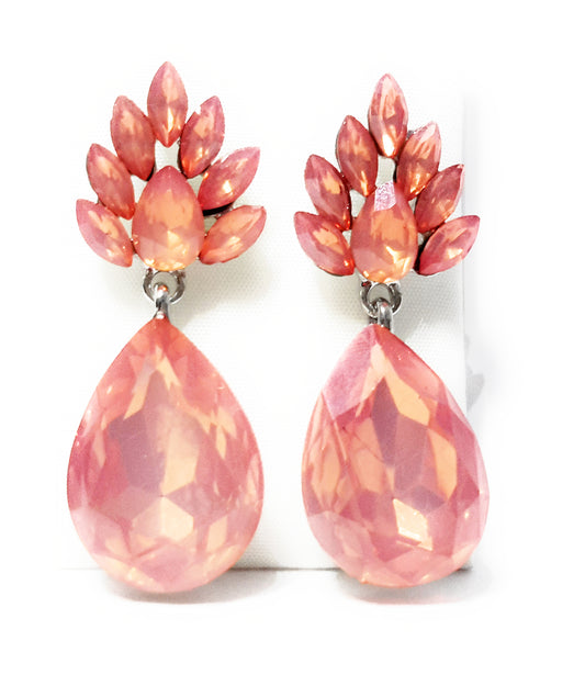 Pendientes Cristal Flor · Rosado