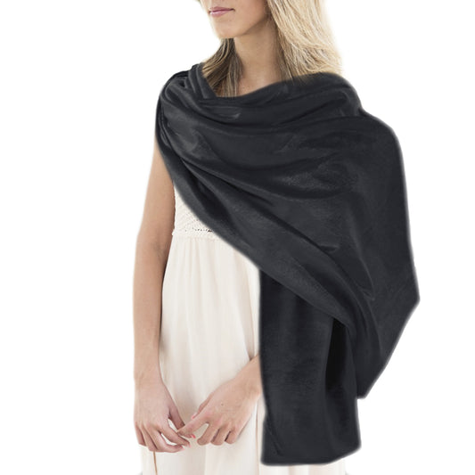 Estola de Terciopelo para Mujer – Elegancia Artesanal Hecha en Sevilla · Estola Grande Negro(50x170cm)