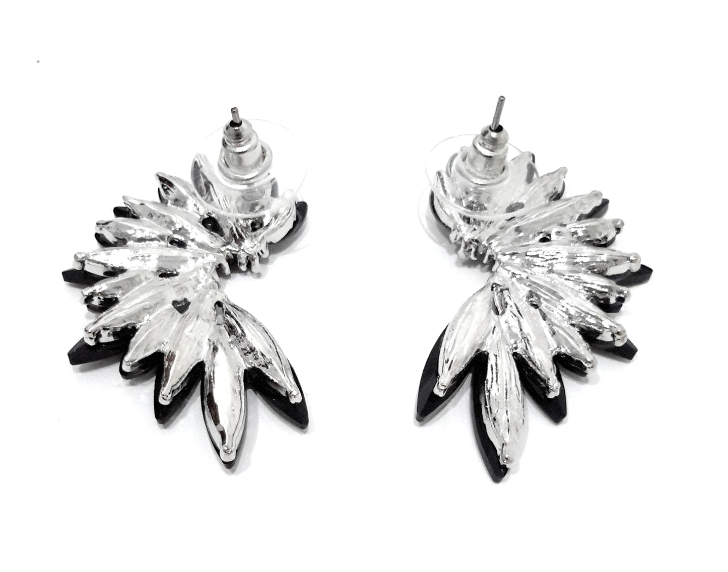 Pendientes Cristales Brillantes · Negro, Plata