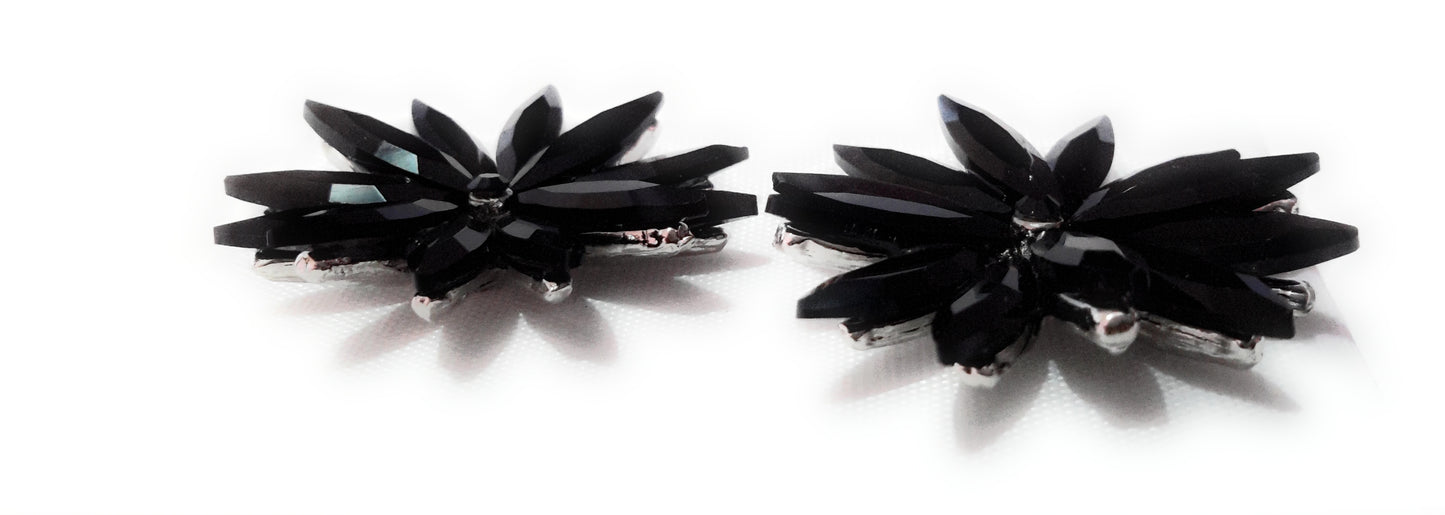 Pendientes Cristales Margarita · Negro, Plata