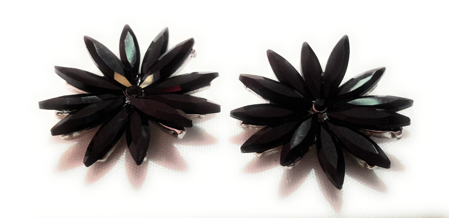 Pendientes Cristales Margarita · Negro, Plata