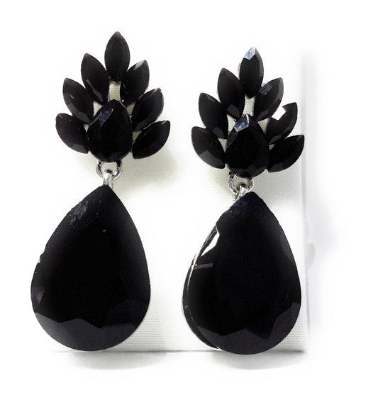 Pendientes Cristal Flor · Negro (última unidad!)