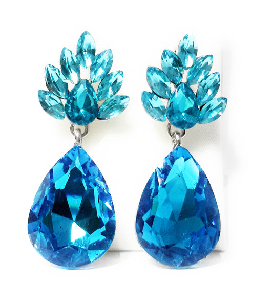 Pendientes Cristal Flor · Azul Claro (última unidad!)
