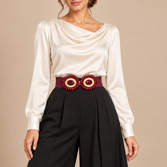 Ceinture élastique ornée de cristaux · Rouge