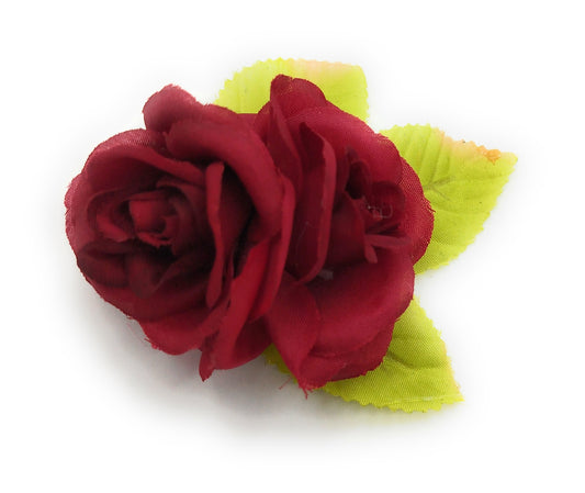 Broche Clip Flamenco Floral · Flores Burdeos