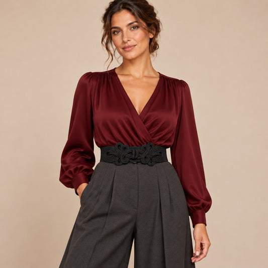 Elastischer Gürtel im Kimono-Stil · Schwarz