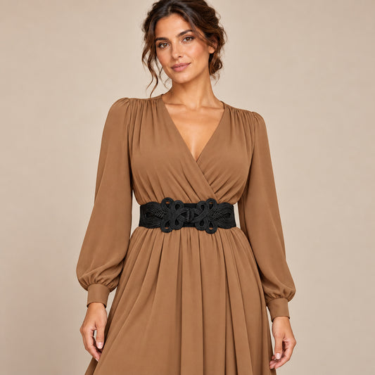 Elastischer Gürtel im Kimono-Stil · Schwarz