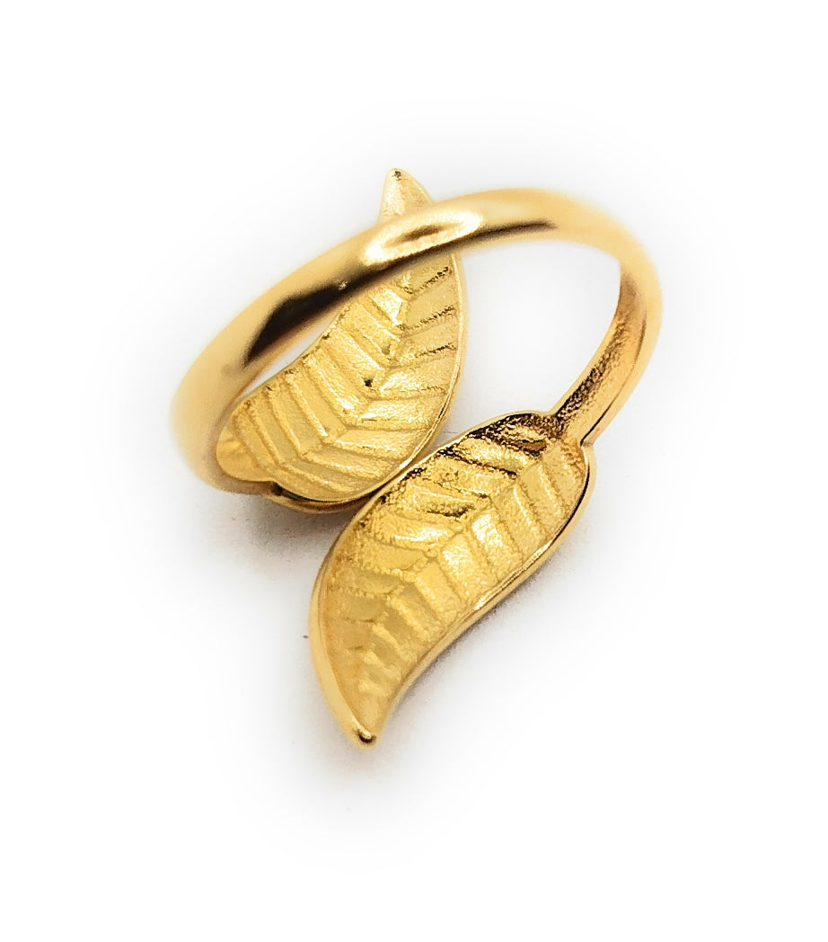 Anillo Dorado · Hojas, Talla única (última unidad!)