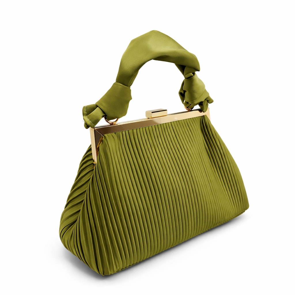 Bolso de fiesta color pistacho con asa textil de nudo – Elegancia fresca y tendencia (Edición Limitada)
