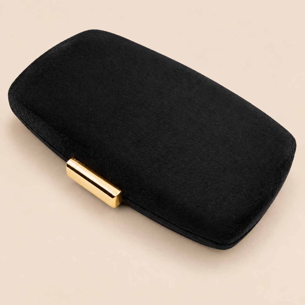 Cartera De Mano Bolso Fiesta Ante Ovalado · Negro Oro (última unidad!)