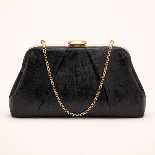 Bolso de Fiesta Grande Negro con Dos Cadenas Doradas · Negro (Edición limitada)