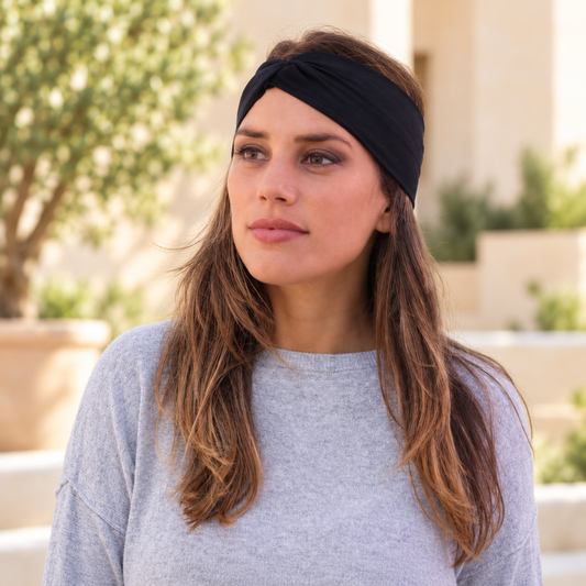 Elastisches Haarband mit Knoten · Deluxe Schwarz