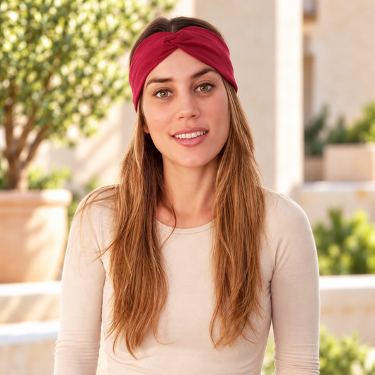 Elastisches Haarband mit Knoten · Burgunderrot