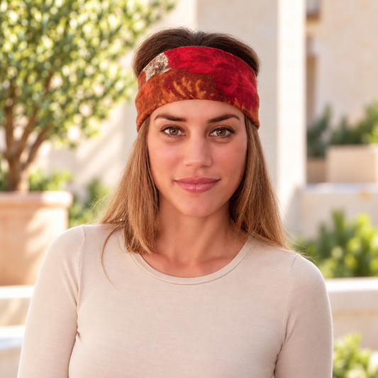 Elastisches Haarband · Rot-orangefarbene Blumen (Herbst-Winter)