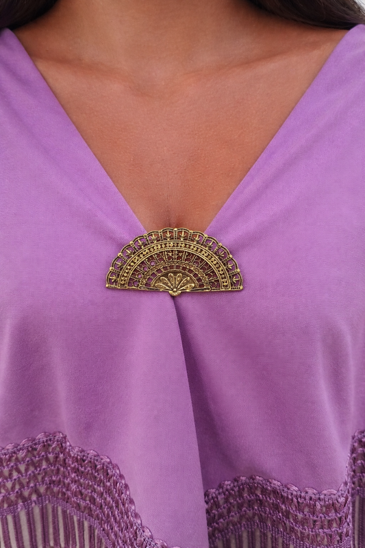 Broche Dorado Mediano · Abanico Estilo Vintage (Talla M)
