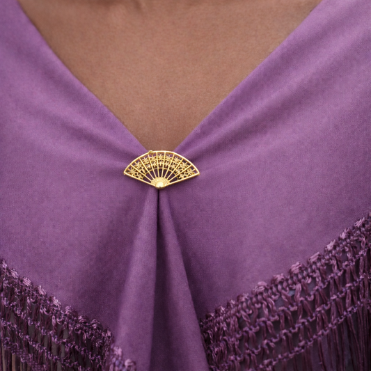 Broche Dorado Mediano · Abanico Oro Brillo (Talla S)