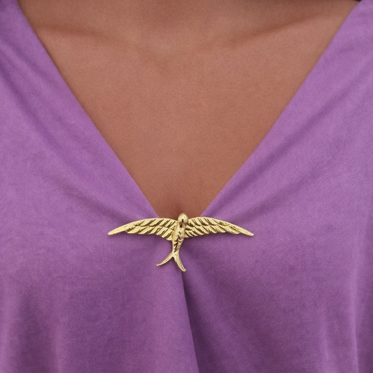 Broche Dorado Mediano · Golondrina Oro Brillo (Talla M)
