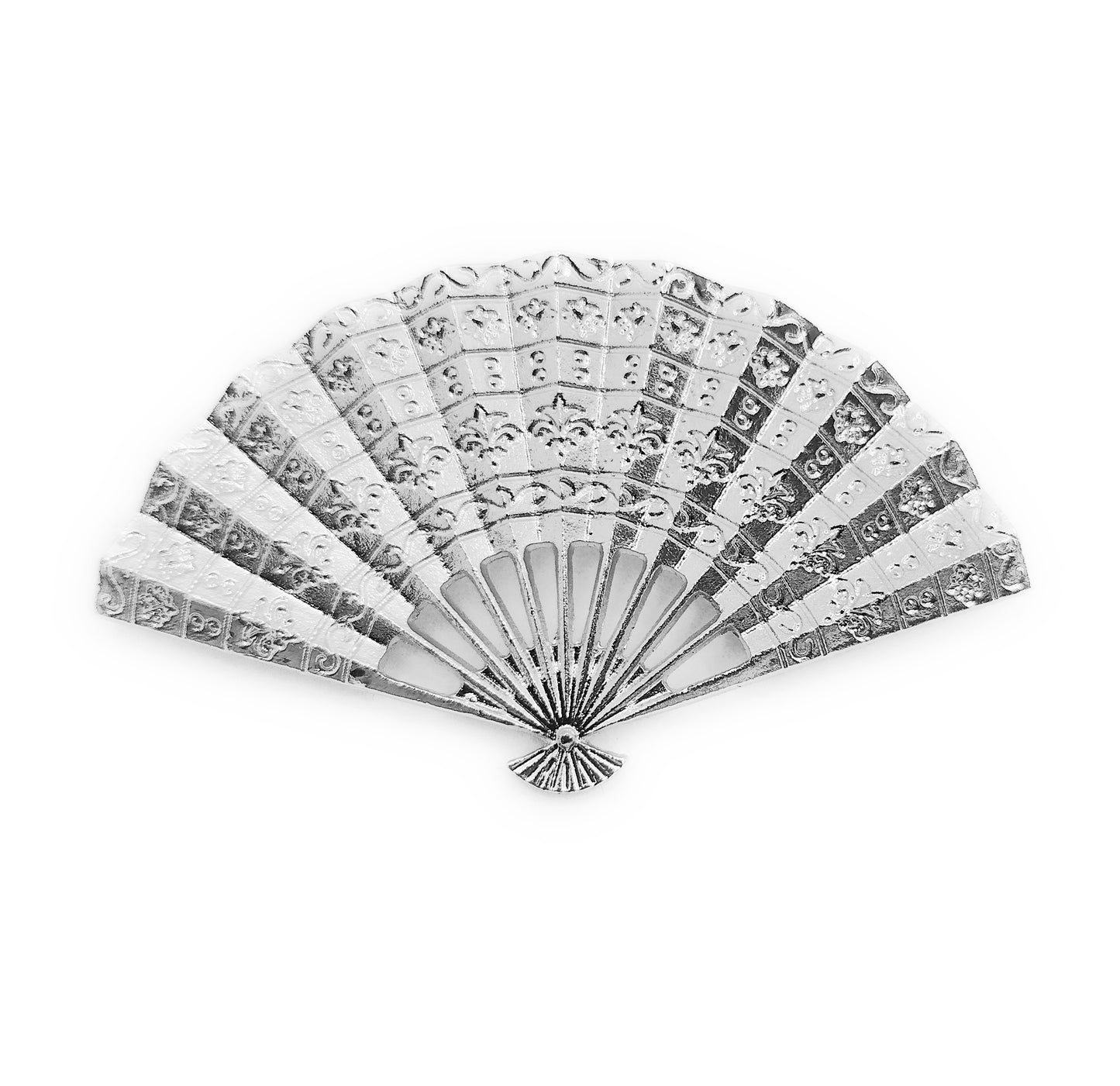 Broche Abanico Flamenco Plateado · Abanico Plata Brillo (Talla M)