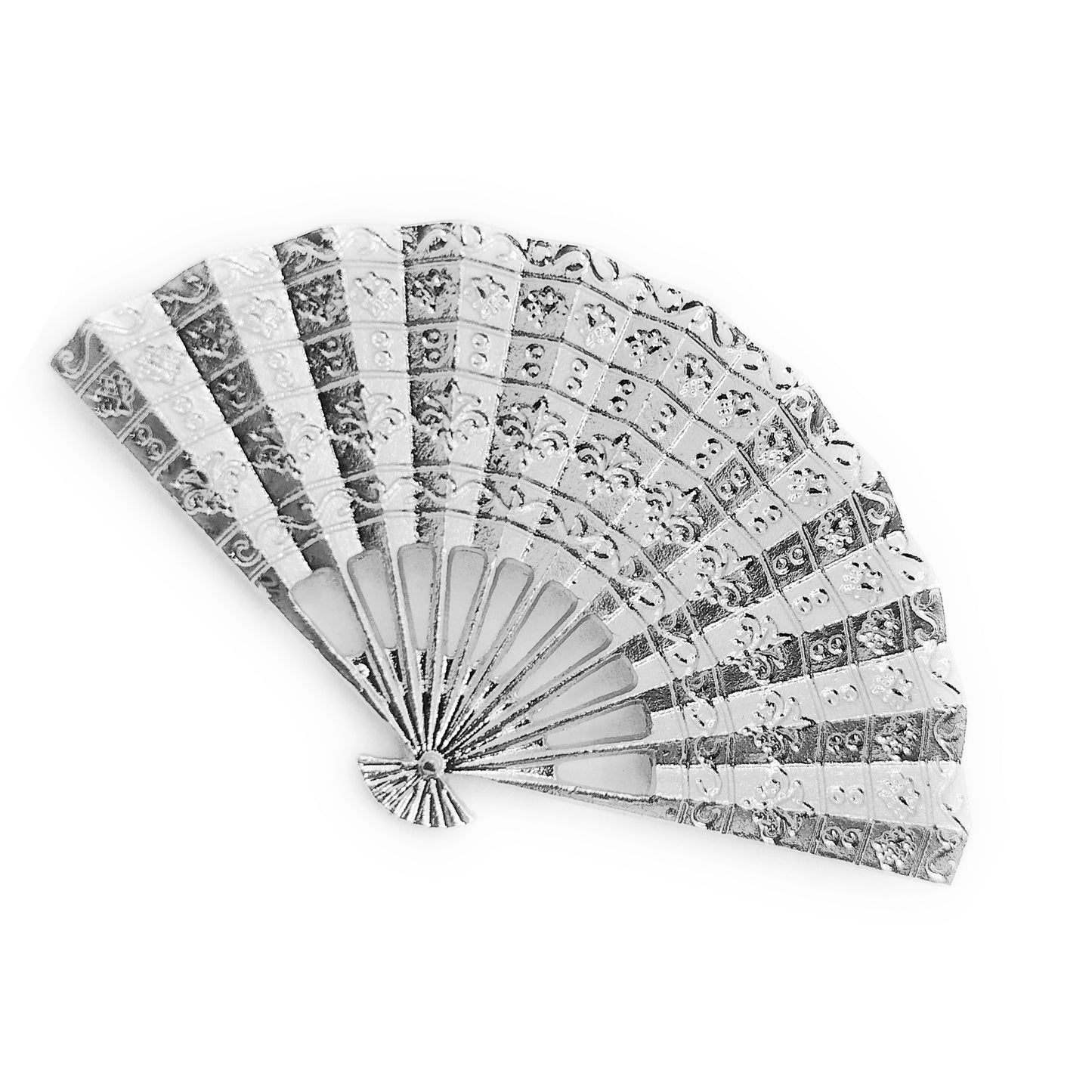 Broche Abanico Flamenco Plateado · Abanico Plata Brillo (Talla M)