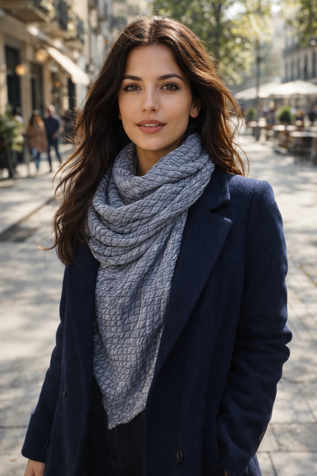 Bufanda Triangular Grande XXL Mujer · Rombos Azul (últimas unidades!)