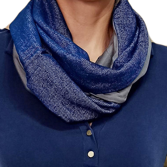 Bufanda Infinita Reversible · Azul/Oliva