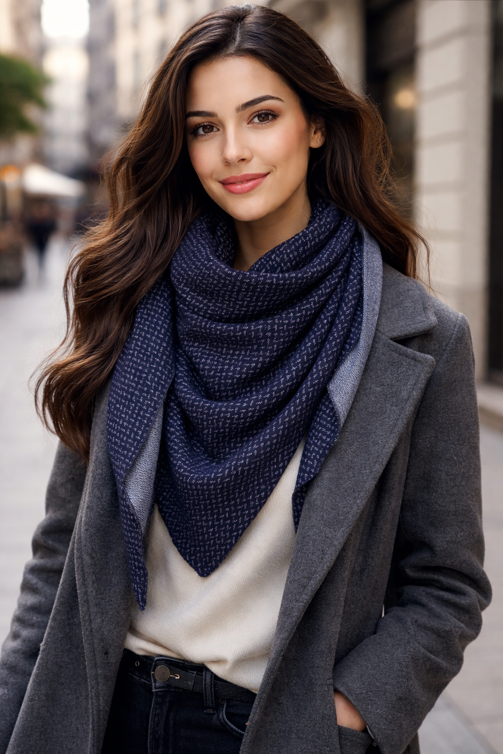 Bufanda Triangular Grande XXL Mujer · Espiga Azul (últimas unidades!)