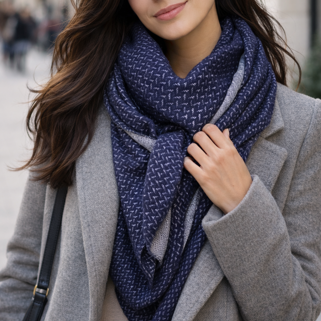 Bufanda Triangular Grande XXL Mujer · Espiga Azul (últimas unidades!)