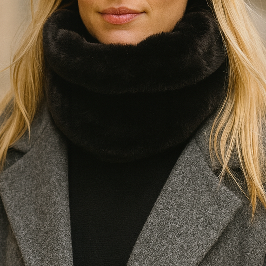 Bufanda Cuello de Pelo Sintético de Mujer · Negro (Hecho en Sevilla, España)