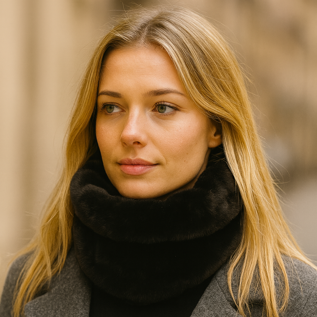 Bufanda Cuello de Pelo Sintético de Mujer · Negro (Hecho en Sevilla, España)