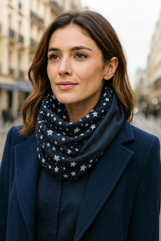 Bufanda Cuello Reversible · Estrellas/Azul